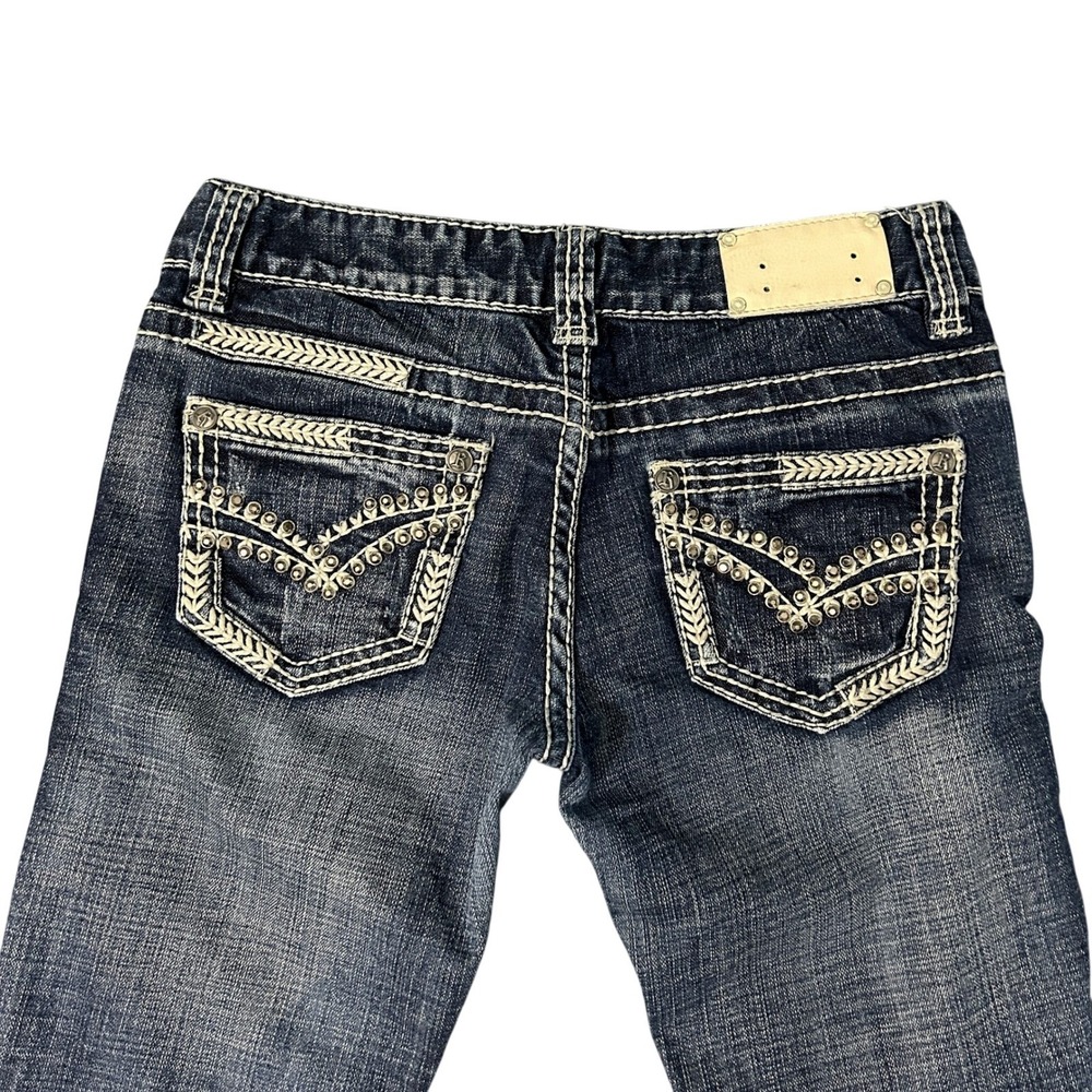 Rock and Roll Cowgirl Low Rise Bootcut Jeans Womens 26 Dark Wash Rodeo 29x32